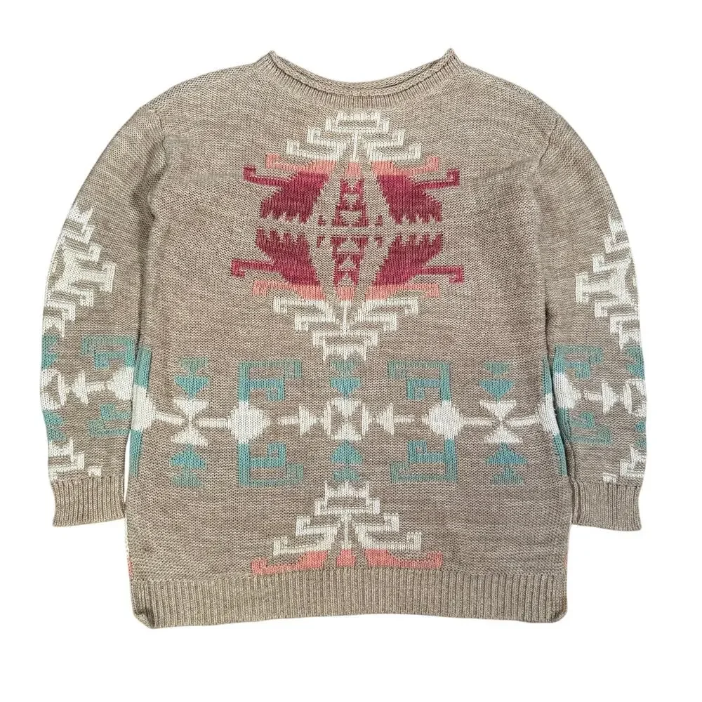 Lauren Ralph Lauren Knit Sweater Aztec Western Tribal Pattern Women’s Medium